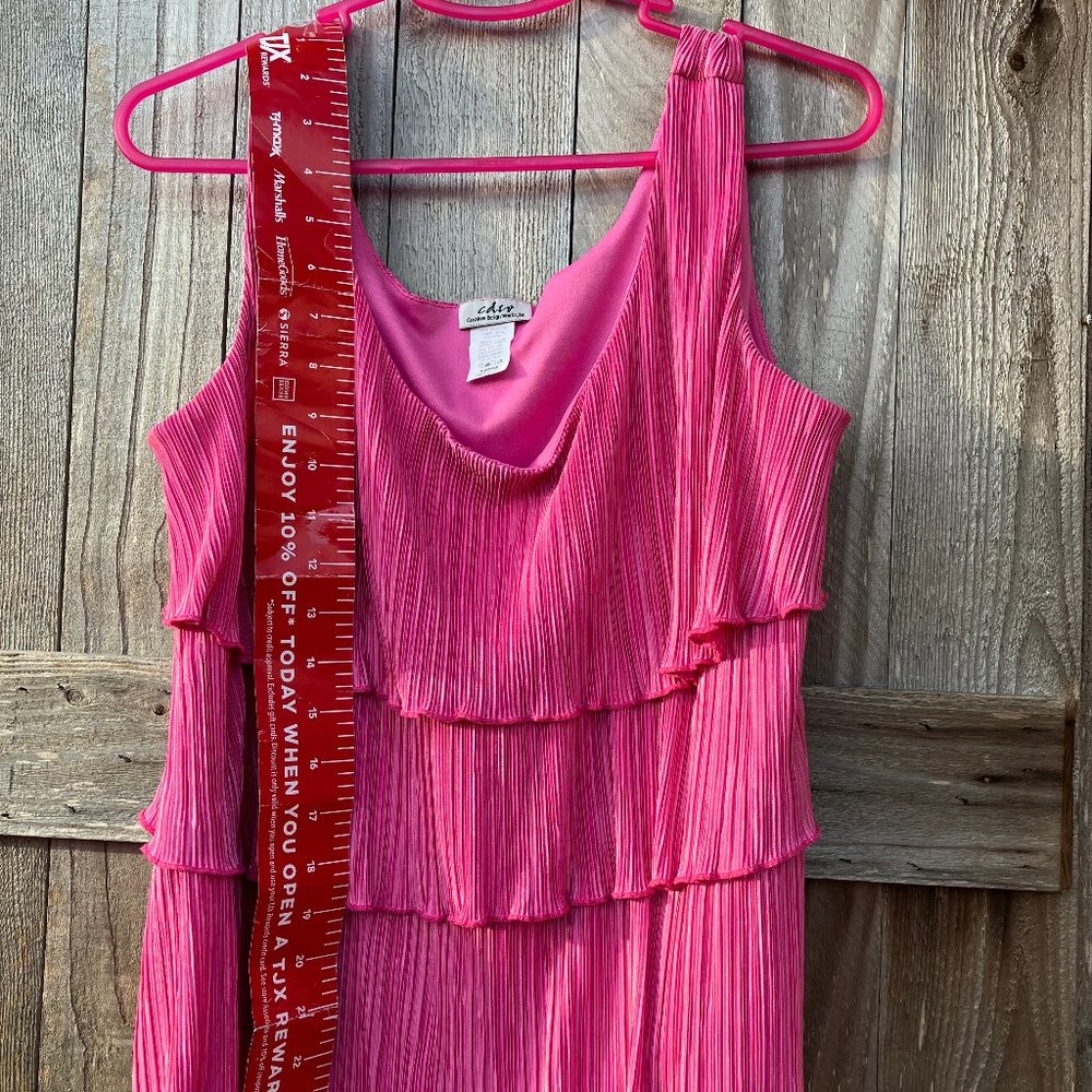 Creative Design Works HOTPINK Sleeveless Top Accordion Pleats -3 Tiers  -SZ L